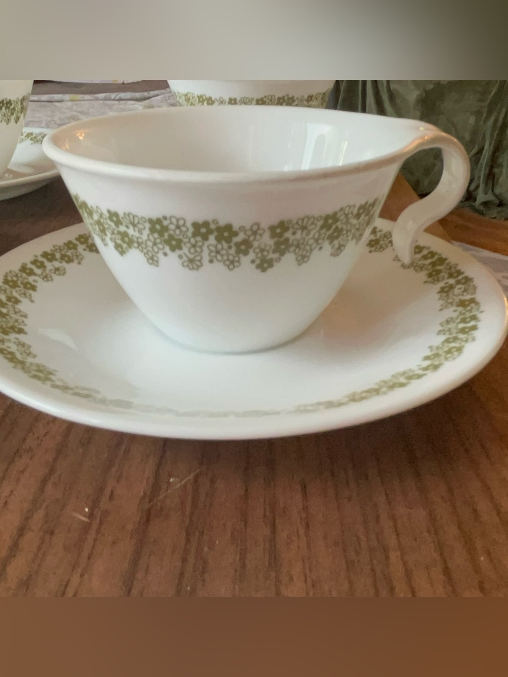 Vintage Corelle Crazy Daisy/Spring Blossom Pattern Hooked Handle Cug and Saucer